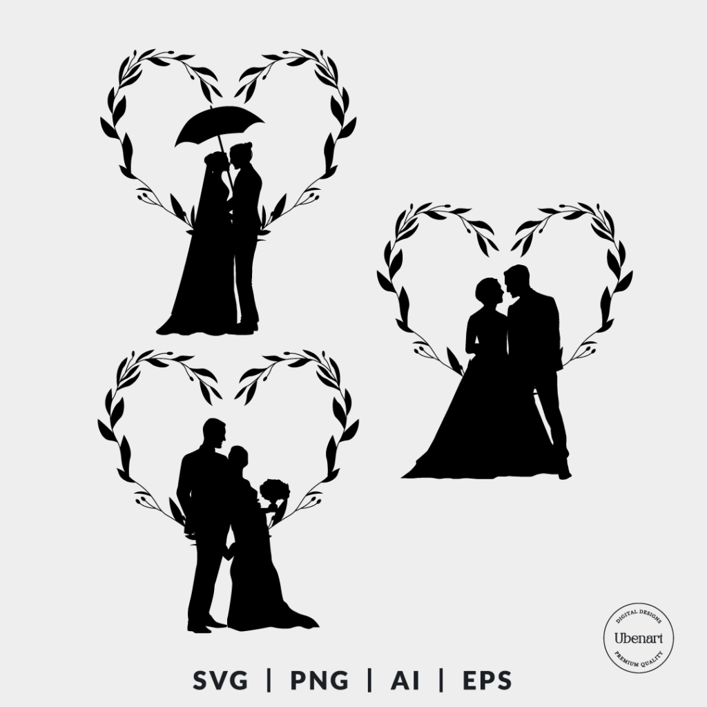 Bride And Groom Silhouette Svg Married Couple Svg Wedding Couple Svg