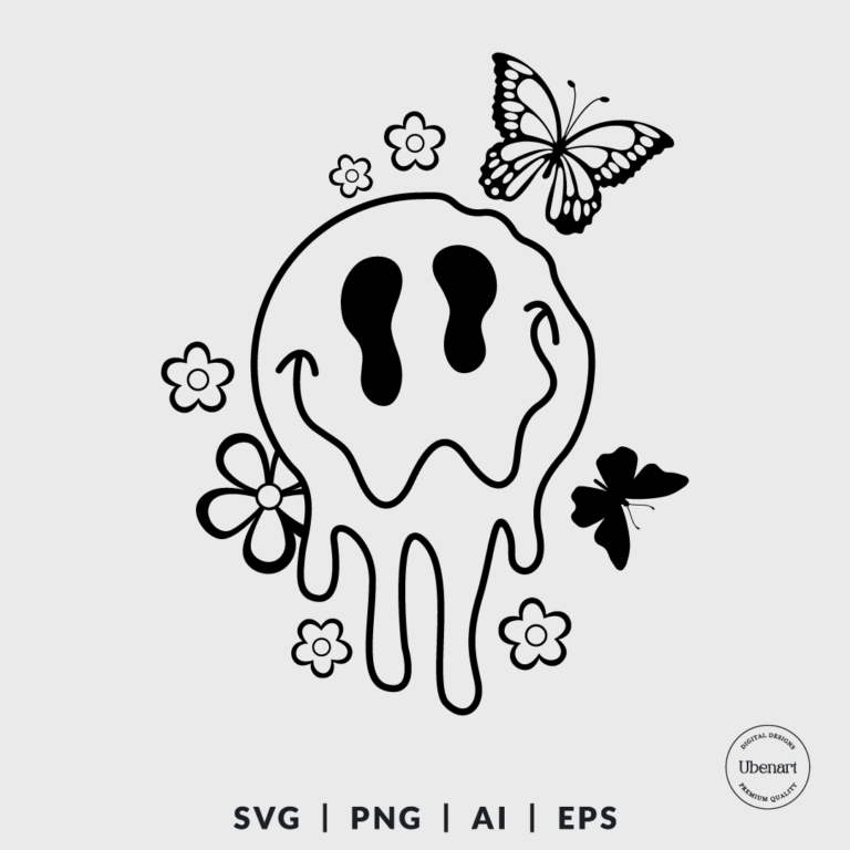 Drippy Smiley Svg, Melting Smiley Svg, Happy Face Svg | Ubenart